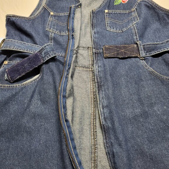 Vintage JL NY Womens Denim Midi Dress XL Sleeveless Zip Up Floral Embroidered - Picture 11 of 16